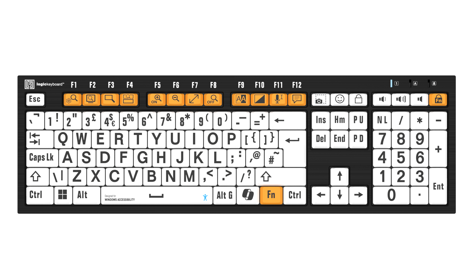 Logickeyboard Access Keyboard Black on White (PC Nero)