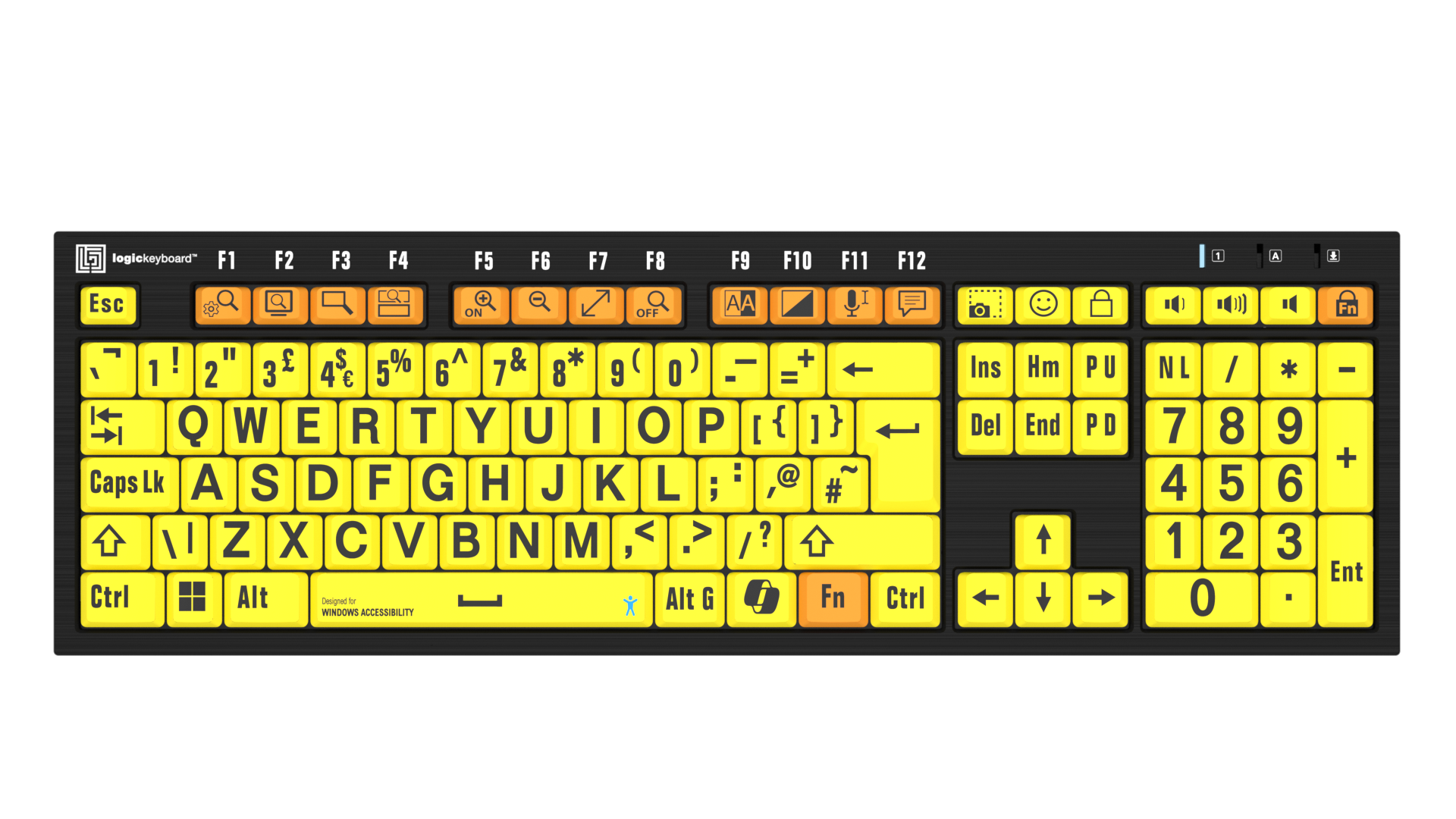 Logickeyboard Access Keyboard Black on Yellow (PC Nero)
