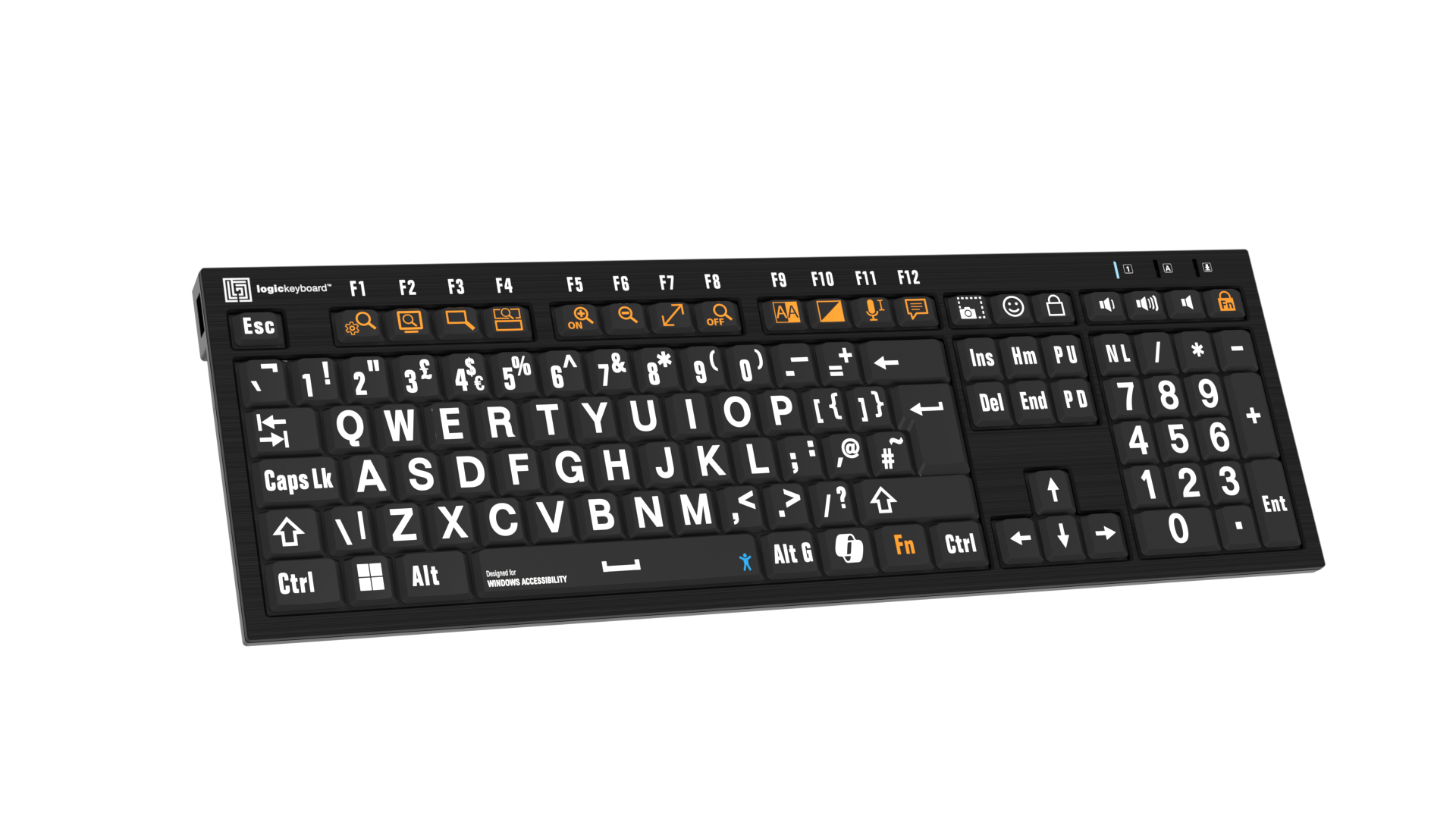 Logickeyboard Access Keyboard White on Black (PC Nero) - Image 2
